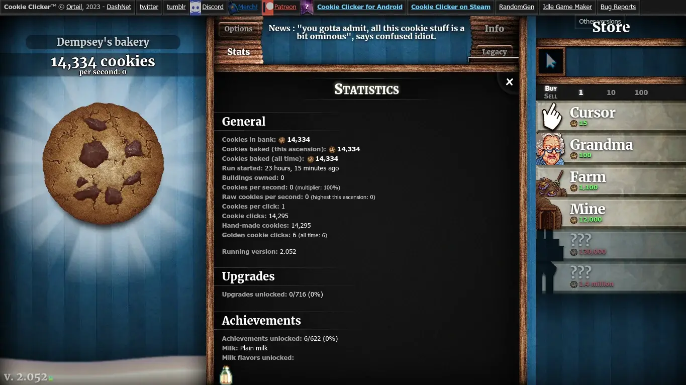 Cookie Clicker gouden koek en achievements scherm – verdien beloningen op funspeel.nl